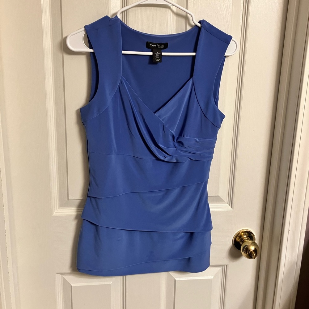 WHBM | Blue Sleeveless Top Beautiful Detailing Size S - Picture 3 of 4